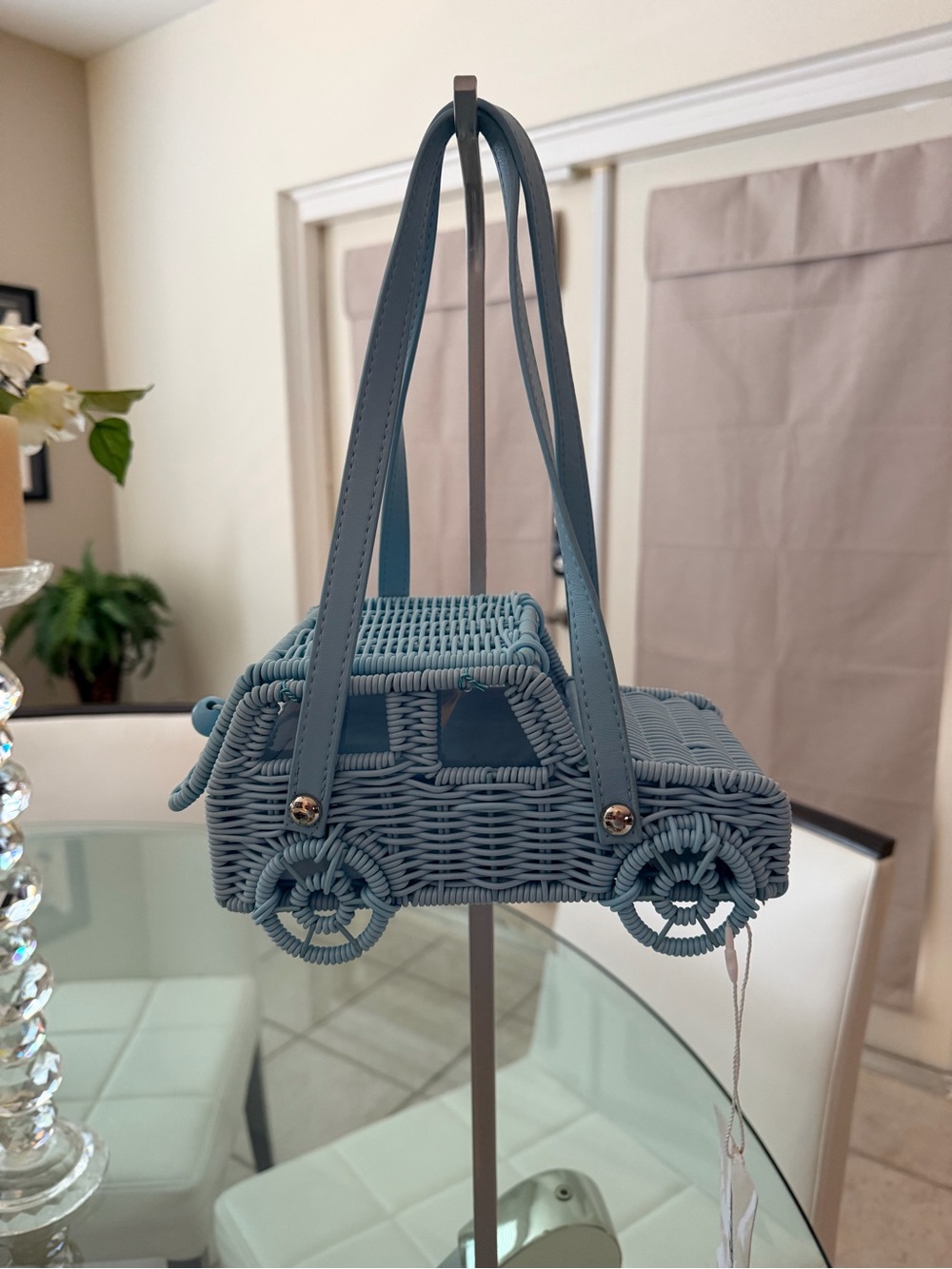 NEW!! Tommy Bahama Beachy Light Blue Woven Car Mini Shoulder Bag